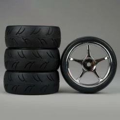 Duratrax 5-Spoke Chrome Wheel, U-Groove (4) for Tires & Wheels