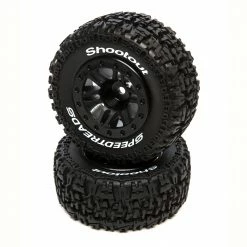 Duratrax SpeedTreads Shootout SC Front Black Mounted (2): Traxxas Slash for Tires & Wheels