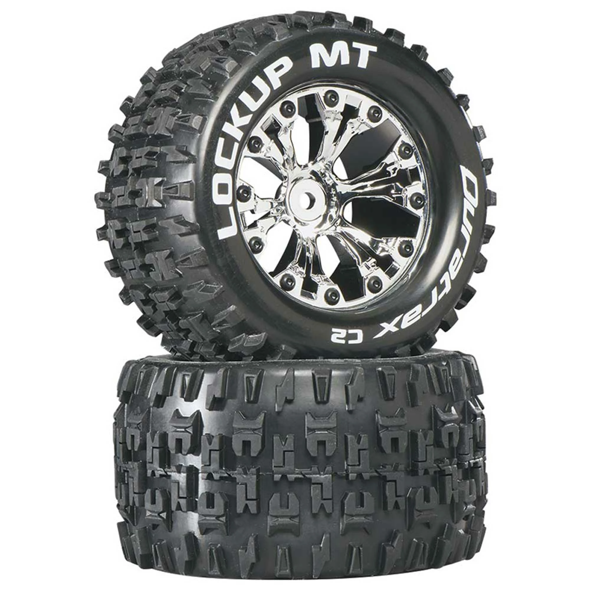 Duratrax Lockup MT 2.8" 2WD Mounted Rear C2 Tires, Chrome (2) for Tires & Wheels 3 Duratrax Lockup MT 2.8" 2WD Mounted Rear C2 Tires, Chrome (2) for Tires & Wheels