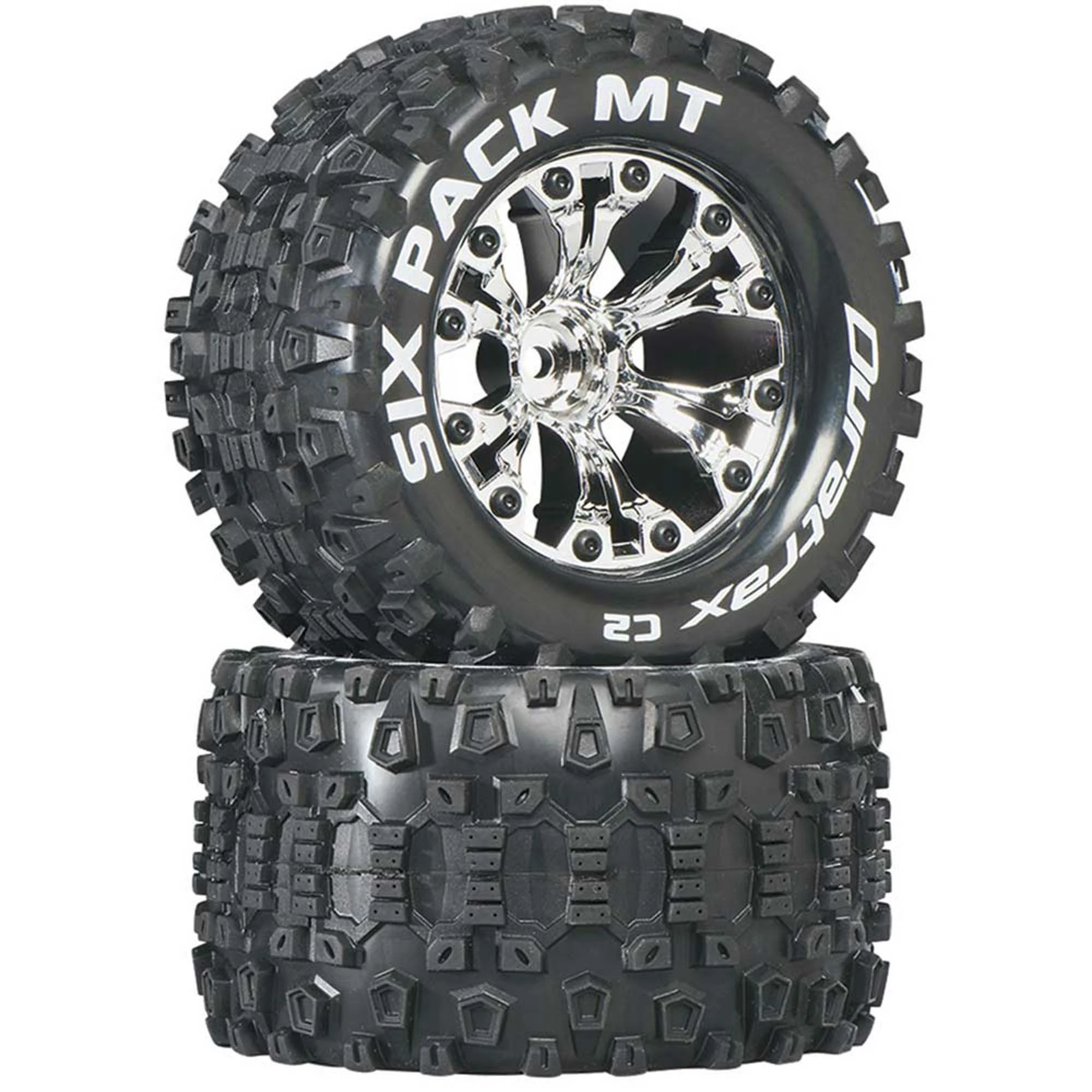 Duratrax Six-Pack MT 2.8" 2WD Mounted 1/2" Offset Tires, Chrome (2) for Tires & Wheels 3 Duratrax Six-Pack MT 2.8" 2WD Mounted 1/2" Offset Tires, Chrome (2) for Tires & Wheels