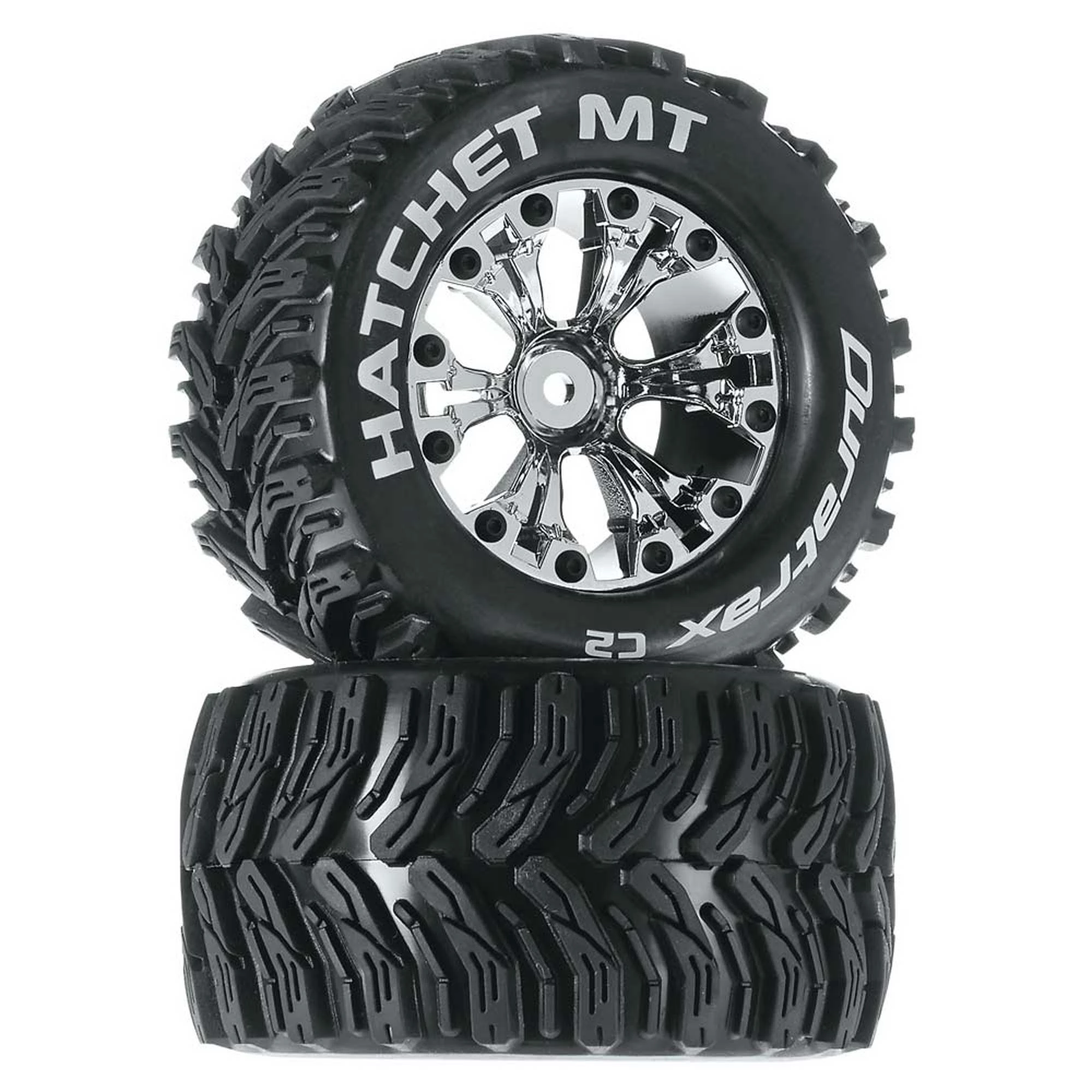 Duratrax Hatchet MT 2.8" 2WD Mounted Rear Tires, Chrome (2) for Tires & Wheels 3 Duratrax Hatchet MT 2.8" 2WD Mounted Rear Tires, Chrome (2) for Tires & Wheels