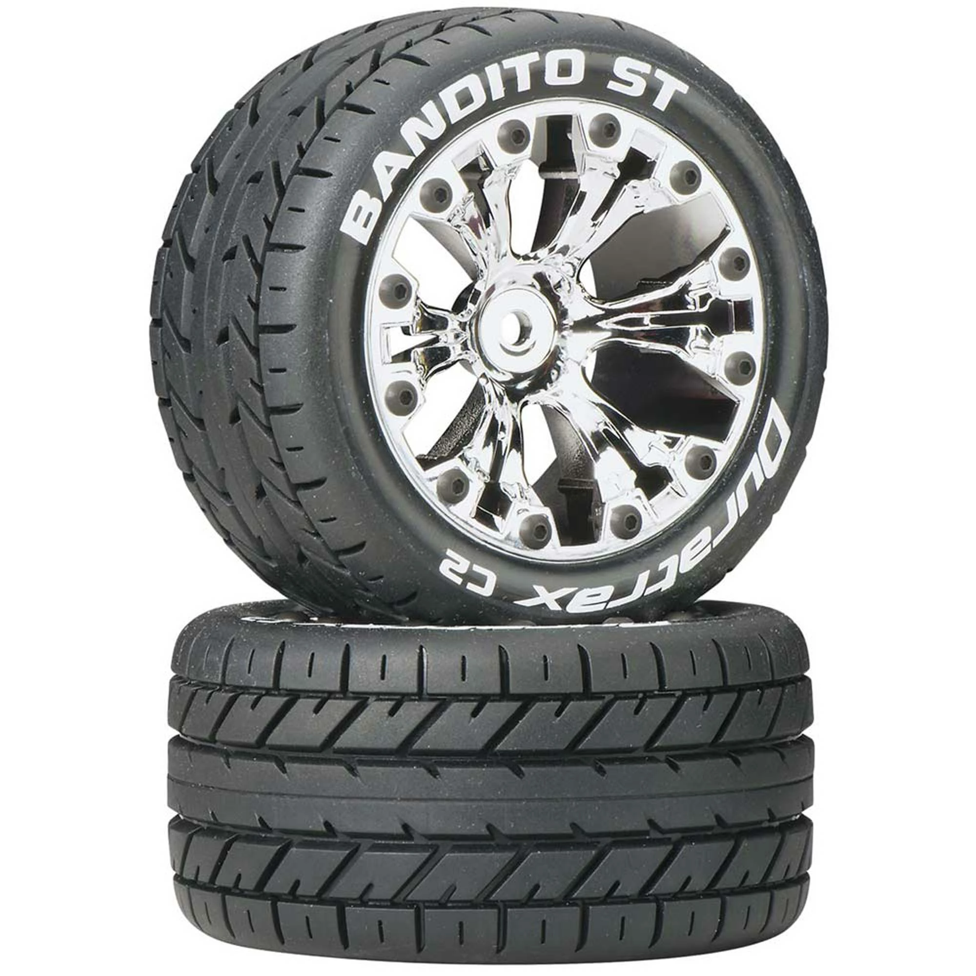 Duratrax Bandito ST 2.8" 2WD Mounted Rear C2 Tires, Chrome (2) for Tires & Wheels 3 Duratrax Bandito ST 2.8" 2WD Mounted Rear C2 Tires, Chrome (2) for Tires & Wheels