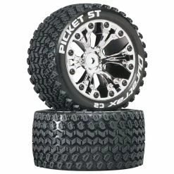 Duratrax Picket ST 2.8" 2WD Mounted 1/2" Offset Tires, Chrome (2) for Tires & Wheels