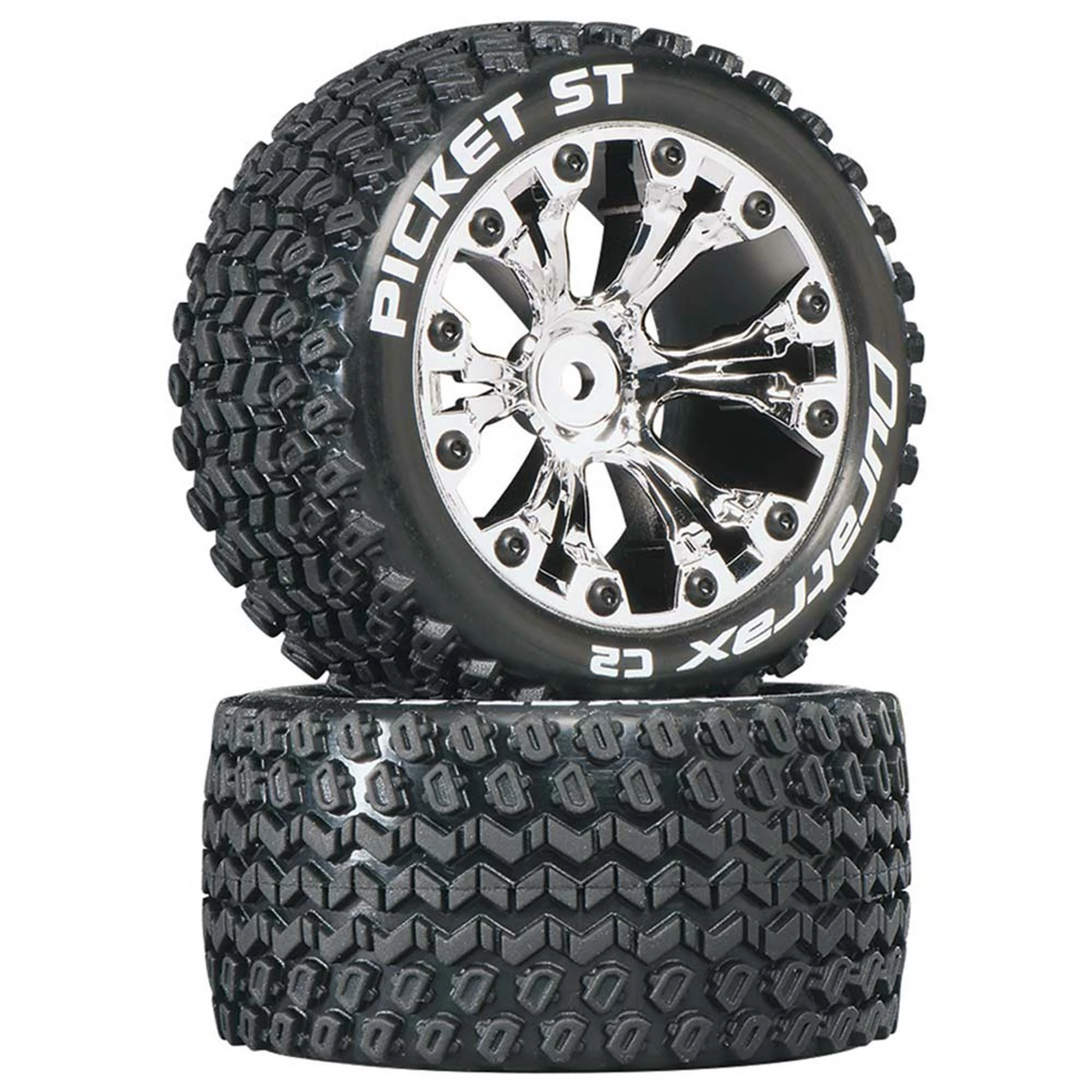 Duratrax Picket ST 2.8" 2WD Mounted 1/2" Offset Tires, Chrome (2) for Tires & Wheels 3 Duratrax Picket ST 2.8" 2WD Mounted 1/2" Offset Tires, Chrome (2) for Tires & Wheels