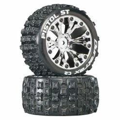 Duratrax Pistol ST 2.8" 2WD Mounted Rear C2 Tires, Chrome (2) for Tires & Wheels