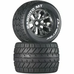 Duratrax Bandito MT 3.8" Mounted 1/2" Offset Tires, Chrome (2) for Tires & Wheels