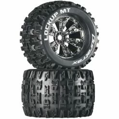 Duratrax Lockup MT 3.8" Mounted 1/2" Offset Tires, Chrome (2) for Tires & Wheels