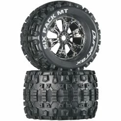 Duratrax Six-Pack MT 3.8" Mounted Tires, Chrome (2) for Tires & Wheels