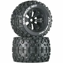 Duratrax Six-Pack MT 3.8" Mounted 1/2" Offset Tires, Black(2) for Tires & Wheels
