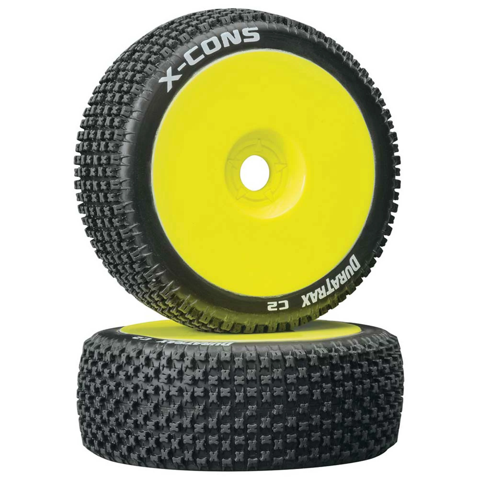 Duratrax X-Cons 1/8 C2 Mounted Buggy Tires, Yellow (2) for Tires & Wheels 3 Duratrax X-Cons 1/8 C2 Mounted Buggy Tires, Yellow (2) for Tires & Wheels