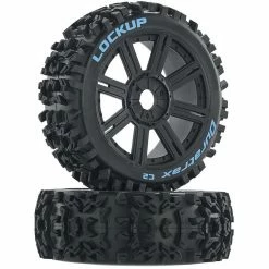 Duratrax Lockup 1/8 C2 Mounted Buggy Spoke Tires, Black (2) for Tires & Wheels