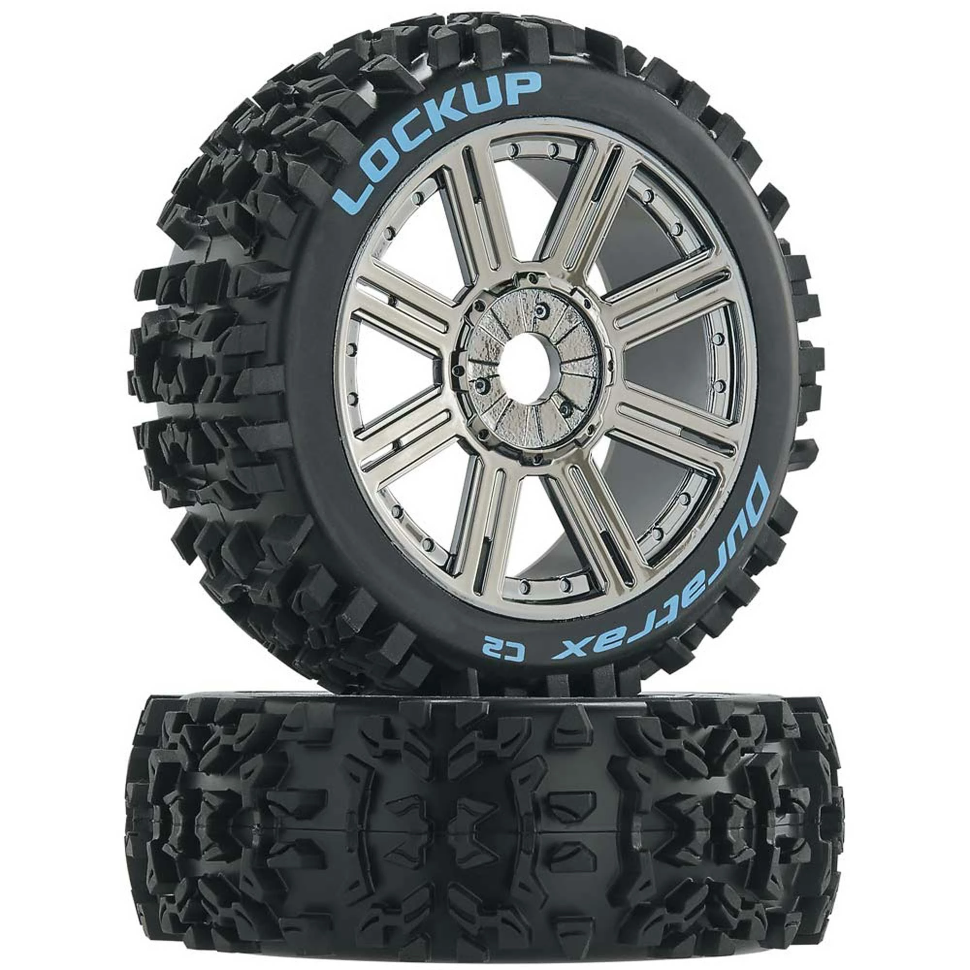 Duratrax Lockup 1/8 C2 Mounted Buggy Spoke Tires, Chrome (2) for Tires & Wheels 3 Duratrax Lockup 1/8 C2 Mounted Buggy Spoke Tires, Chrome (2) for Tires & Wheels