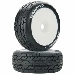 Duratrax Bandito 1/8 Buggy C2 Mounted Buggy Tires, White (2) for Tires & Wheels