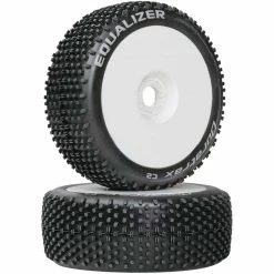 Duratrax Equalizer 1/8 C2 Mounted Buggy Tires, White (2) for Tires & Wheels