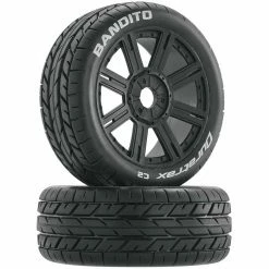 Duratrax Bandito 1/8 Buggy Tire C2 Mounted Spoke Tires, Black (2) for Tires & Wheels