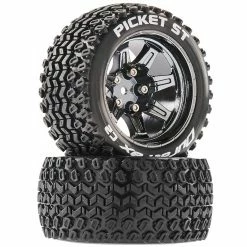 Duratrax Picket ST 2.8 Mounted Tires, Chrome 14mm Hex (2) for Tires & Wheels