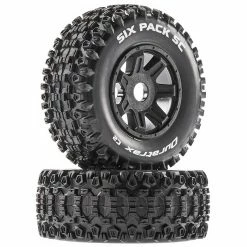Duratrax Six Pack SC Mounted Soft Tires, Black 17mm Hex (2) for Tires & Wheels