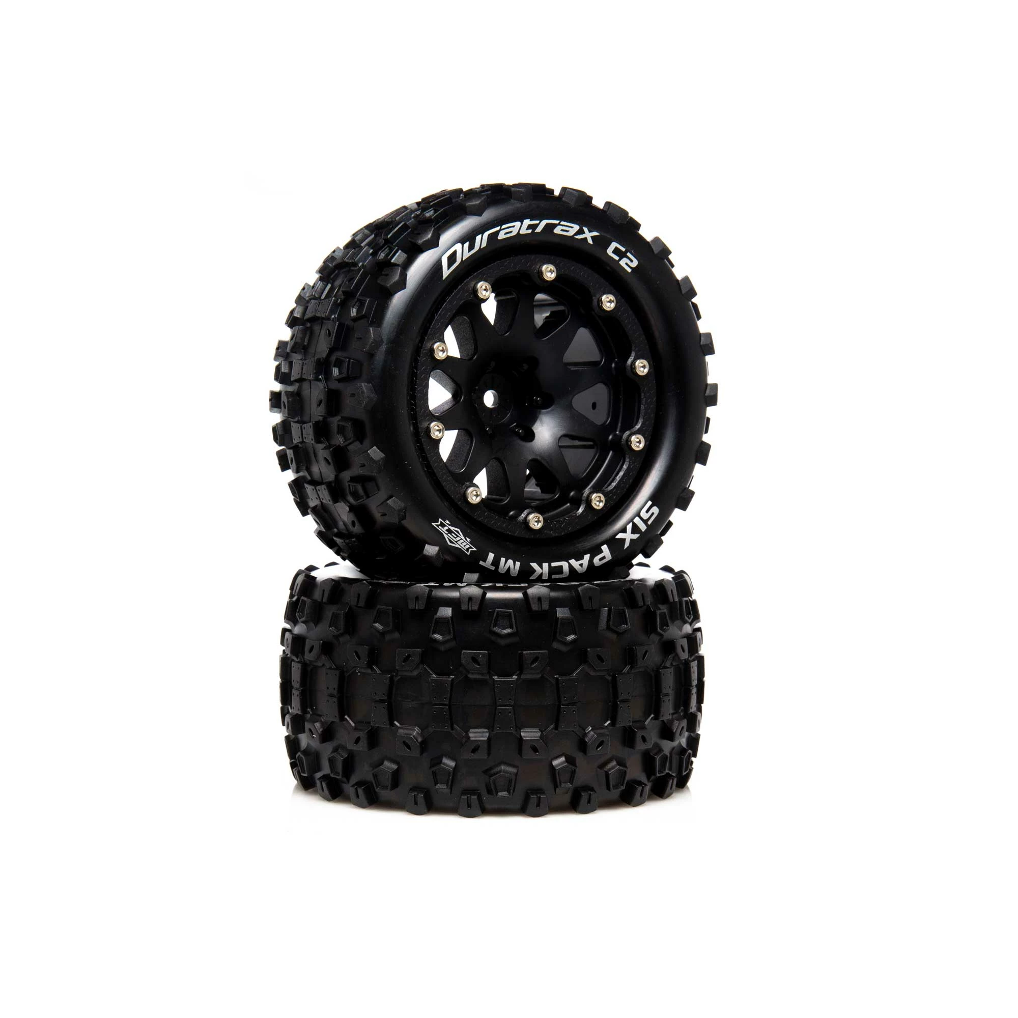 Duratrax Six Pack MT Belted 2.8" 2WD Mounted Rear Tires, .5 Offset, Black (2) for Tires & Wheels 3 Duratrax Six Pack MT Belted 2.8" 2WD Mounted Rear Tires, .5 Offset, Black (2) for Tires & Wheels