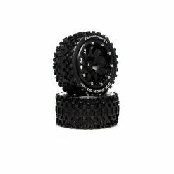 Duratrax Six Pack ST Belted 2.8" 2WD Mounted Rear Tires, 0 Offset, Black (2) for Tires & Wheels