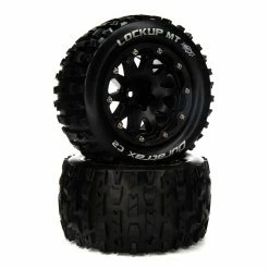 Duratrax Lockup MT Belted 2.8" Mounted Front/Rear Tires, 14mm Black (2) for Tires & Wheels