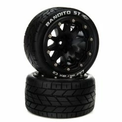 Duratrax Bandito ST Belted 2.8" Mounted Front/Rear Tires, 14mm Black (2) for Tires & Wheels