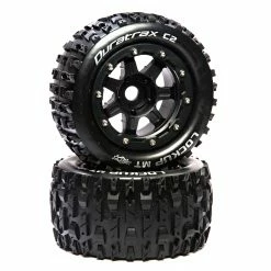 Duratrax Lockup MT Belt 2.8" Mounted Front/Rear Tires, .5 Offset 17mm, Black (2) for Tires & Wheels