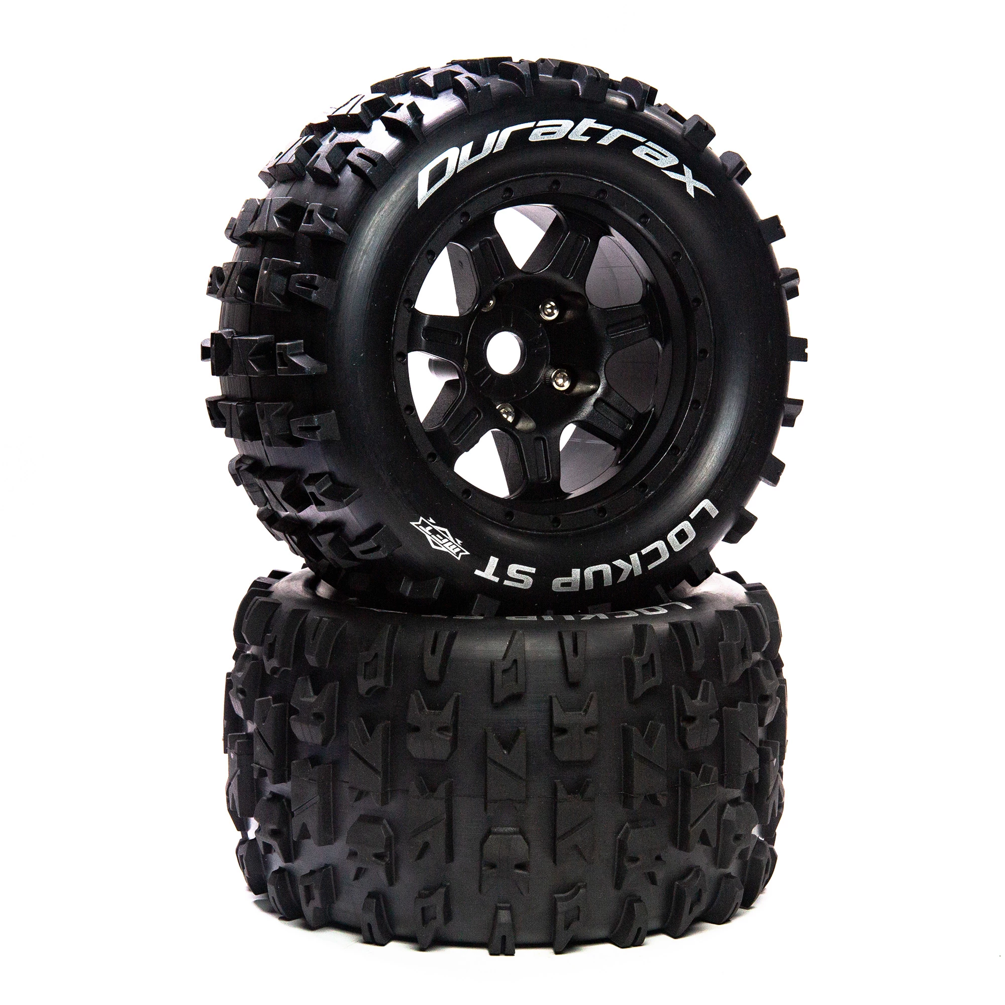 Duratrax Lockup ST Belt 3.8" Mounted Front/Rear Tires .5 Offset 17mm, Black (2) for Tires & Wheels 3 Duratrax Lockup ST Belt 3.8" Mounted Front/Rear Tires .5 Offset 17mm, Black (2) for Tires & Wheels